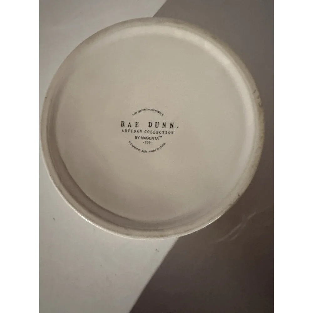 Rae Dunn DEVOUR Magenta Artisan Collection 6 Dog Bowl Snack Dish Black White EUC